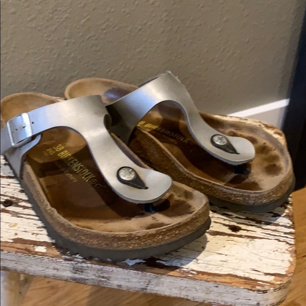 Birkenstocks size 38, 7 US size silver